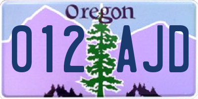 OR license plate 012AJD