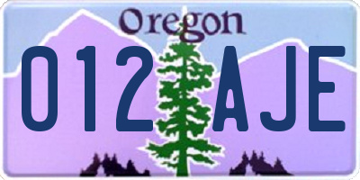 OR license plate 012AJE