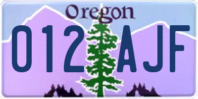 OR license plate 012AJF
