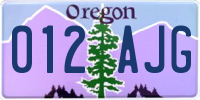 OR license plate 012AJG