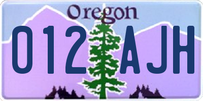 OR license plate 012AJH