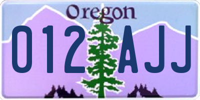 OR license plate 012AJJ