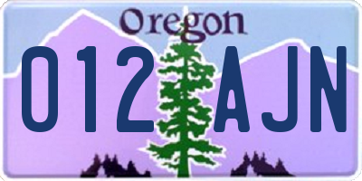 OR license plate 012AJN