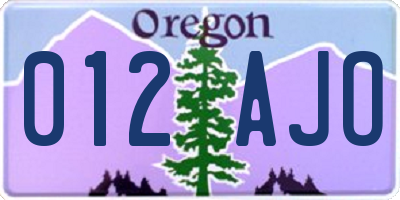 OR license plate 012AJO