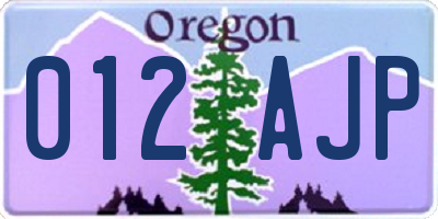 OR license plate 012AJP