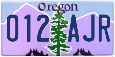 OR license plate 012AJR