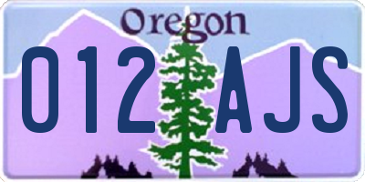OR license plate 012AJS