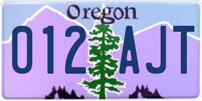 OR license plate 012AJT