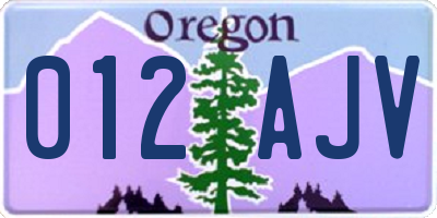 OR license plate 012AJV