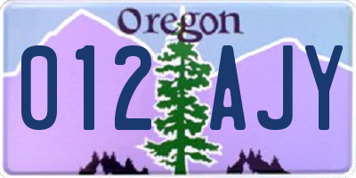 OR license plate 012AJY