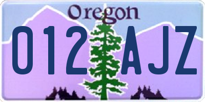 OR license plate 012AJZ