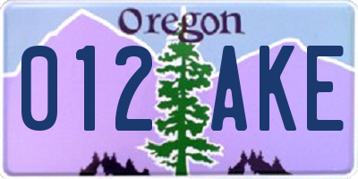 OR license plate 012AKE