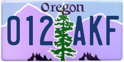 OR license plate 012AKF