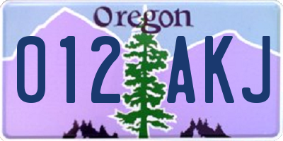 OR license plate 012AKJ