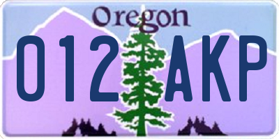 OR license plate 012AKP