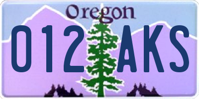 OR license plate 012AKS