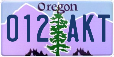 OR license plate 012AKT