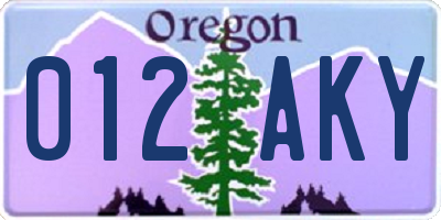 OR license plate 012AKY