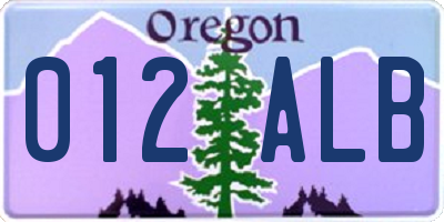 OR license plate 012ALB