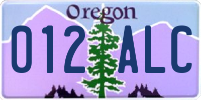 OR license plate 012ALC
