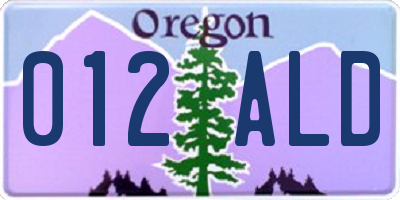 OR license plate 012ALD