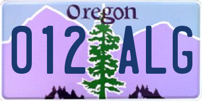 OR license plate 012ALG