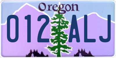 OR license plate 012ALJ