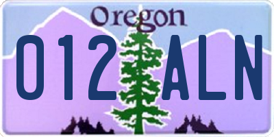 OR license plate 012ALN