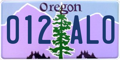 OR license plate 012ALO