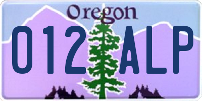 OR license plate 012ALP