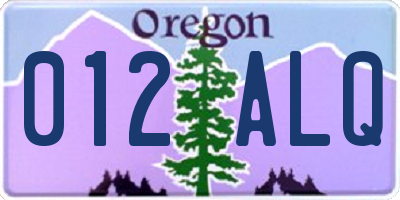 OR license plate 012ALQ