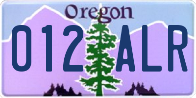 OR license plate 012ALR