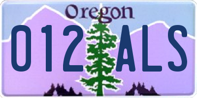 OR license plate 012ALS