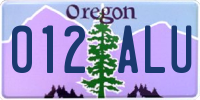 OR license plate 012ALU