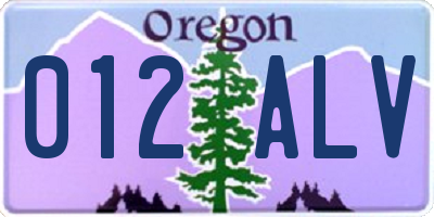 OR license plate 012ALV