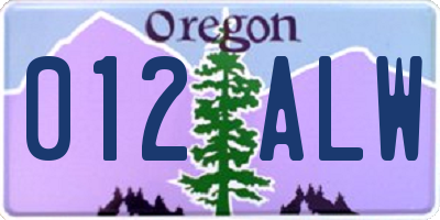 OR license plate 012ALW