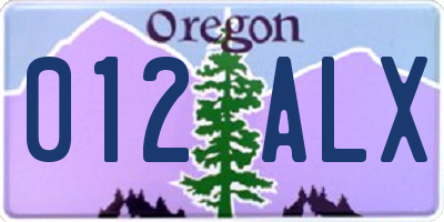 OR license plate 012ALX