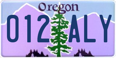 OR license plate 012ALY