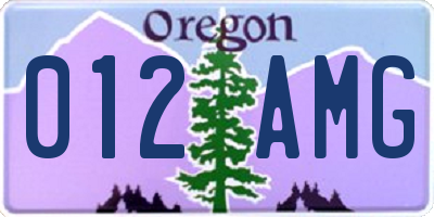 OR license plate 012AMG