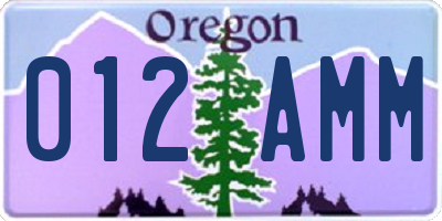 OR license plate 012AMM