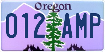 OR license plate 012AMP