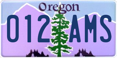 OR license plate 012AMS