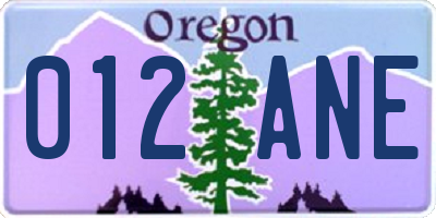 OR license plate 012ANE