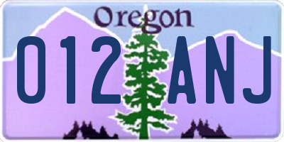 OR license plate 012ANJ