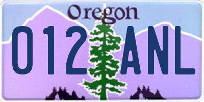 OR license plate 012ANL