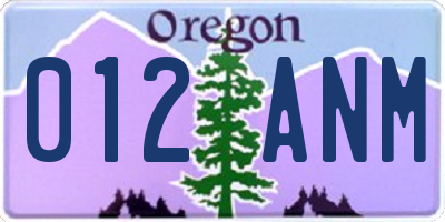 OR license plate 012ANM