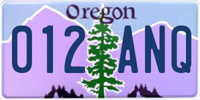 OR license plate 012ANQ