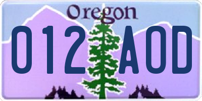 OR license plate 012AOD