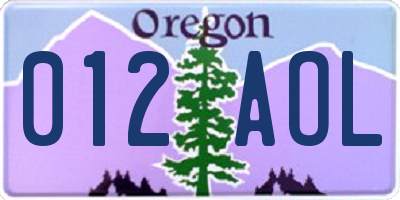 OR license plate 012AOL