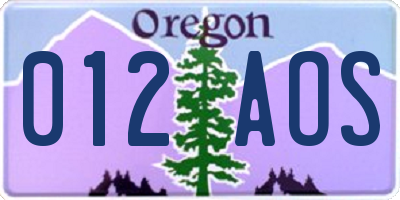 OR license plate 012AOS